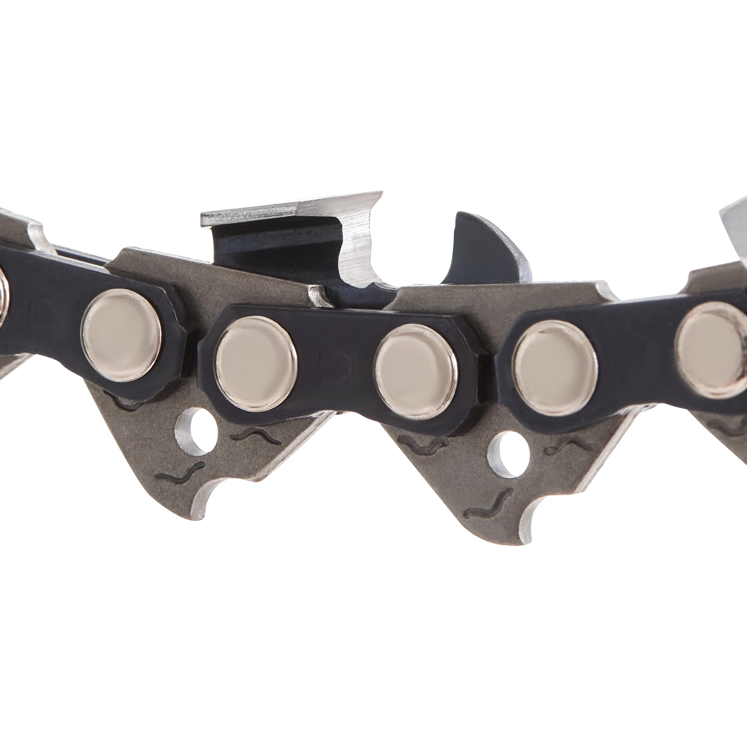 KAKEI chain beside an 18 inch bar for clear size and drive link comparison