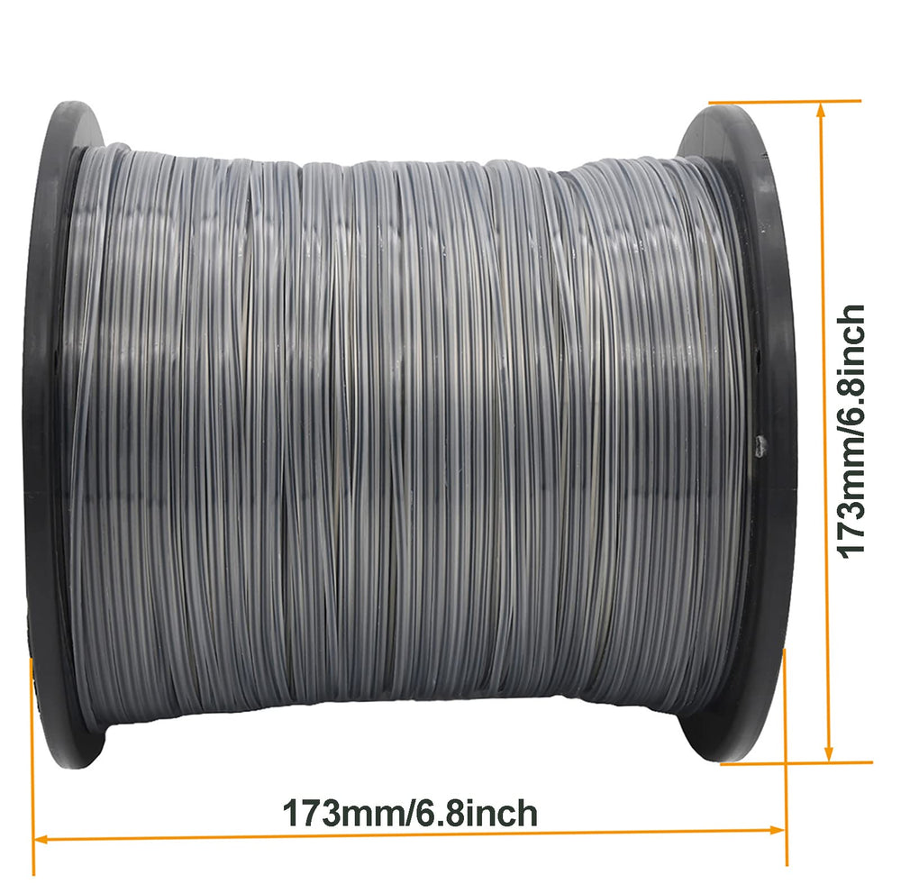 KAKO spool beside tape measure showing 628ft length and 3lb weight benefit