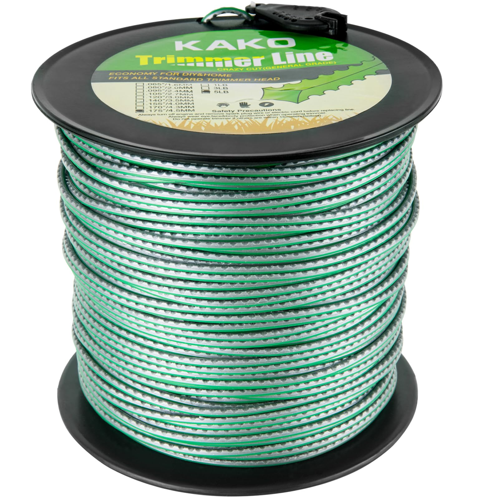 KAKO front packaging showing 468ft sawtooth .175 spool and benefits