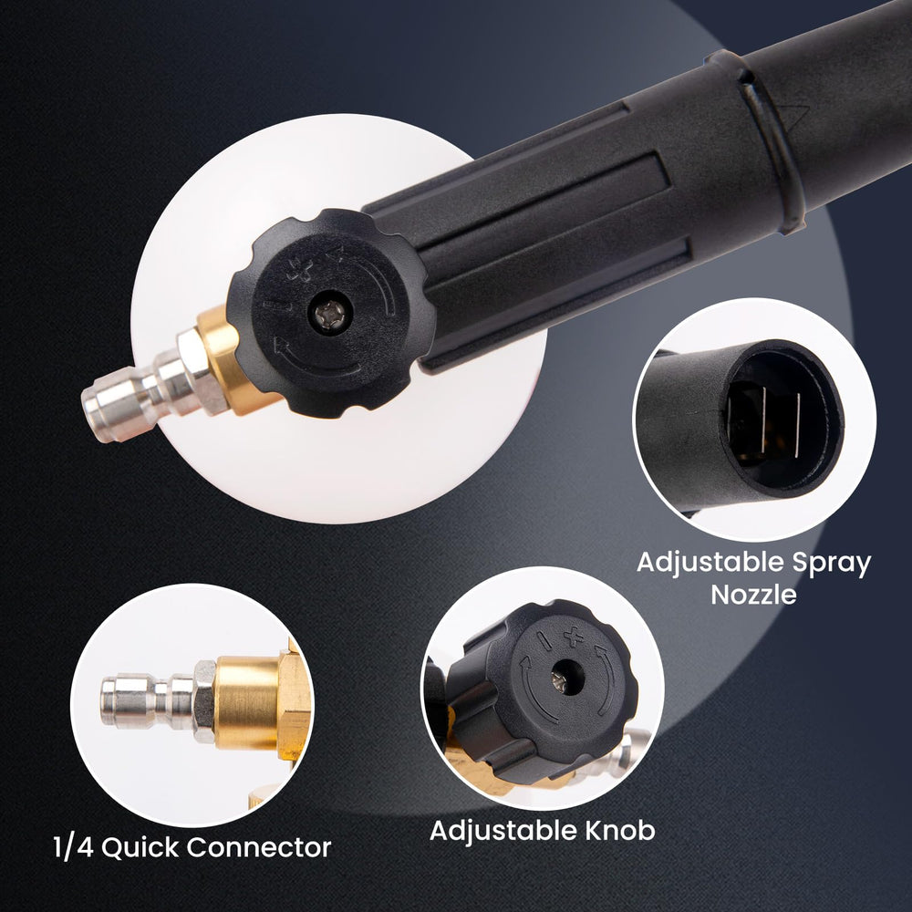 KAKO pressure washer gun in use cleaning a car wheel for targeted removal