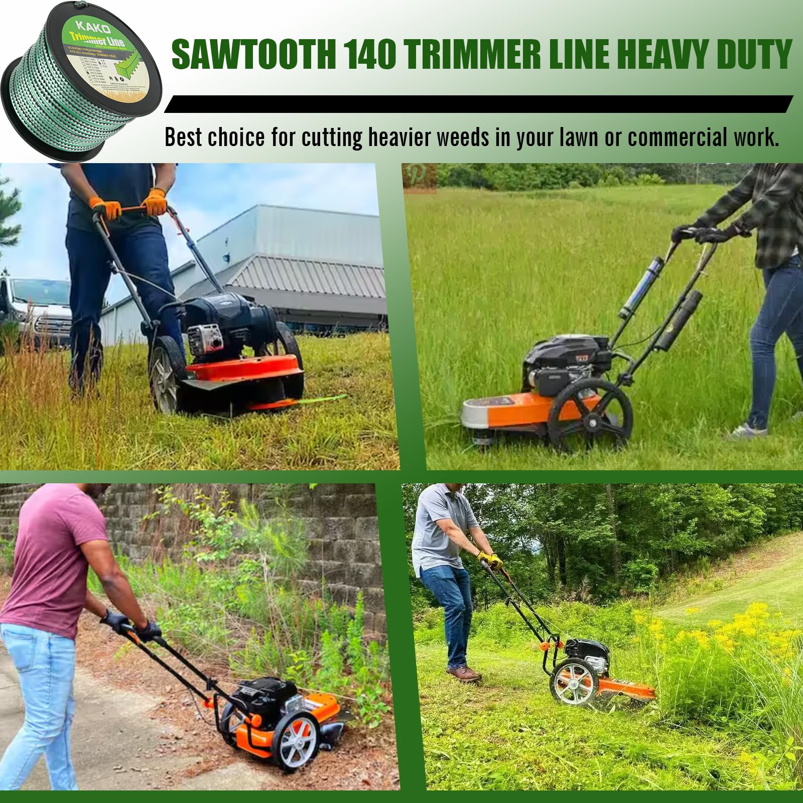 KAKO used in landscape trimming showing efficient thick-weed cutting