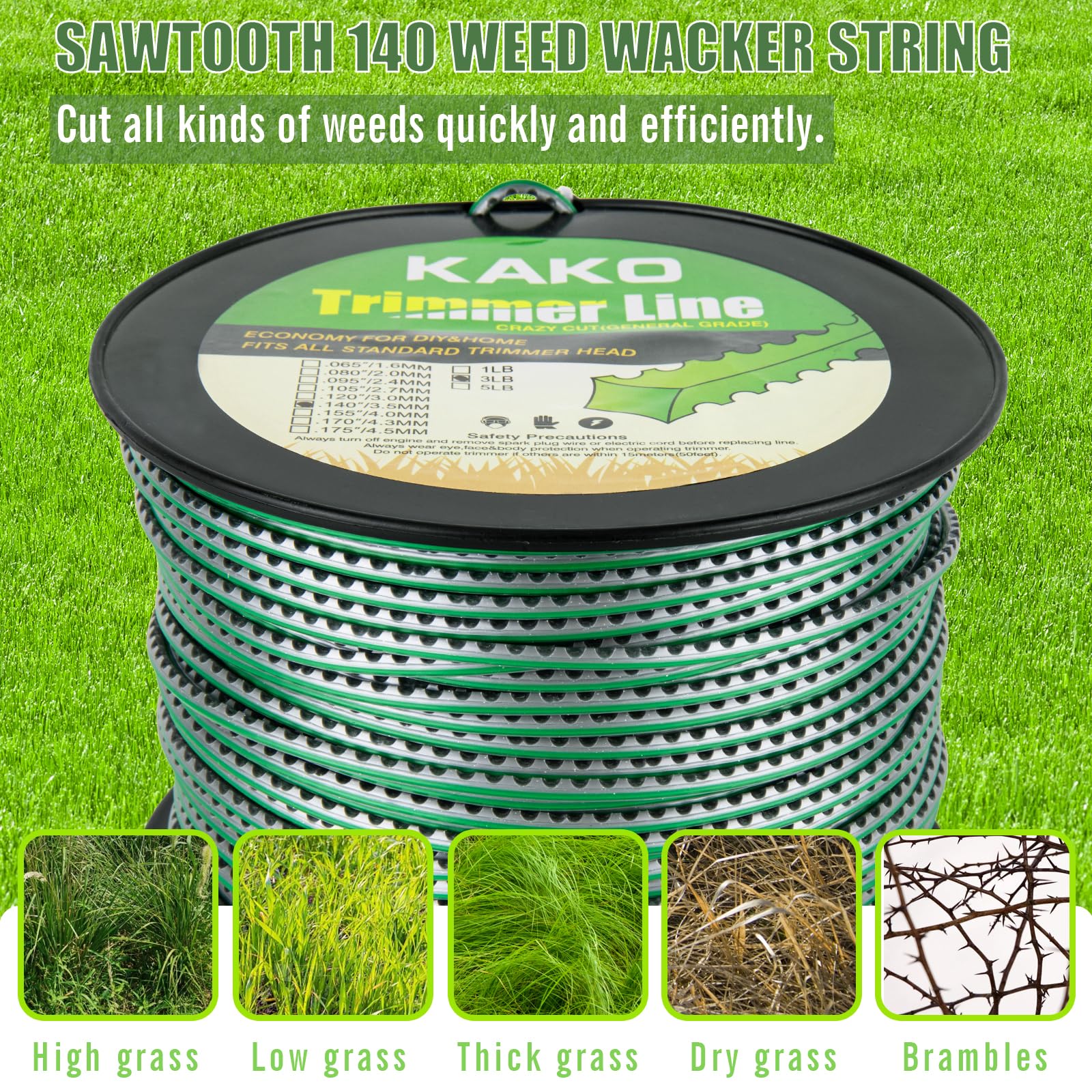 KAKO spool beside ruler illustrating 388ft length and scale