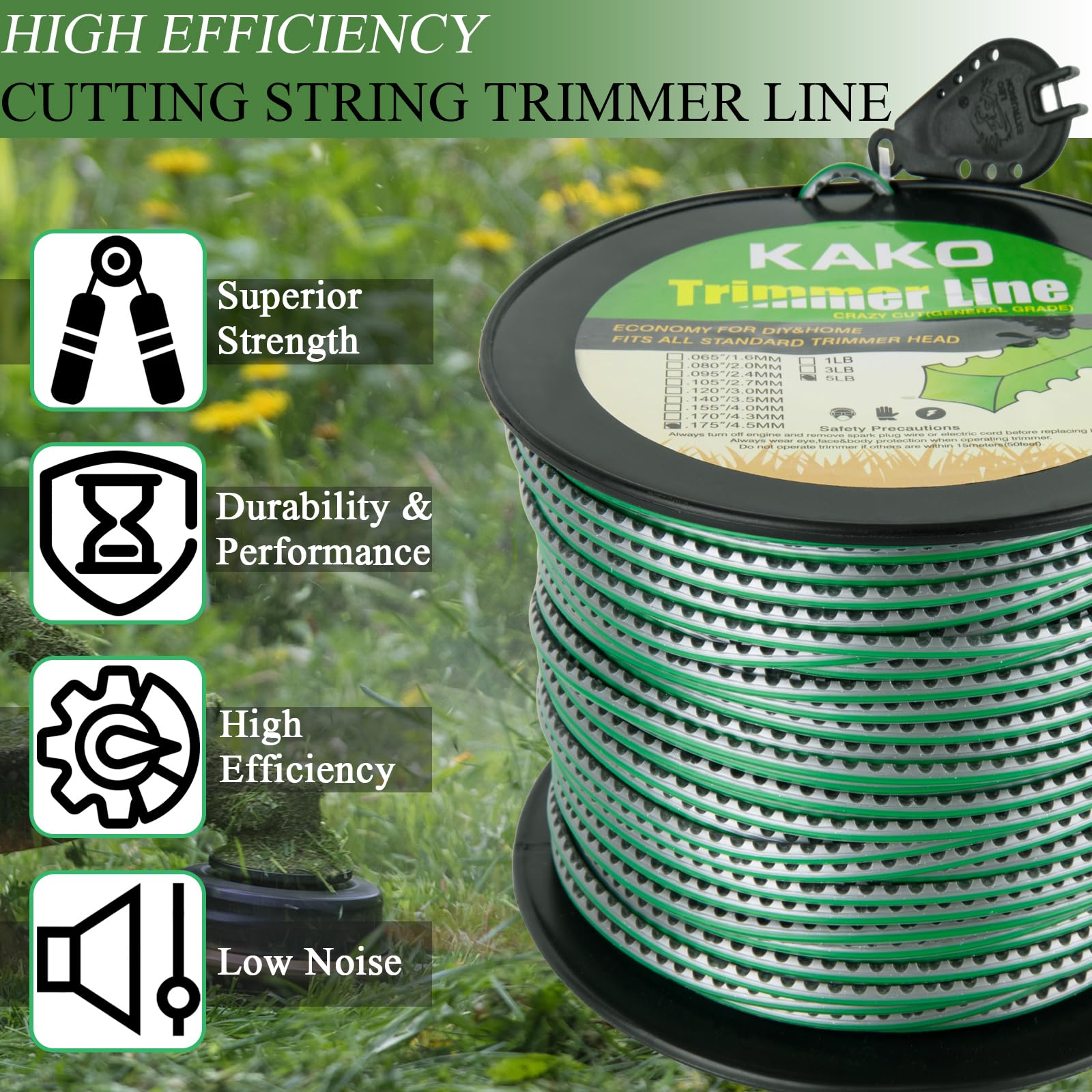 KAKO 468ft spool beside ruler showing scale and long runtime