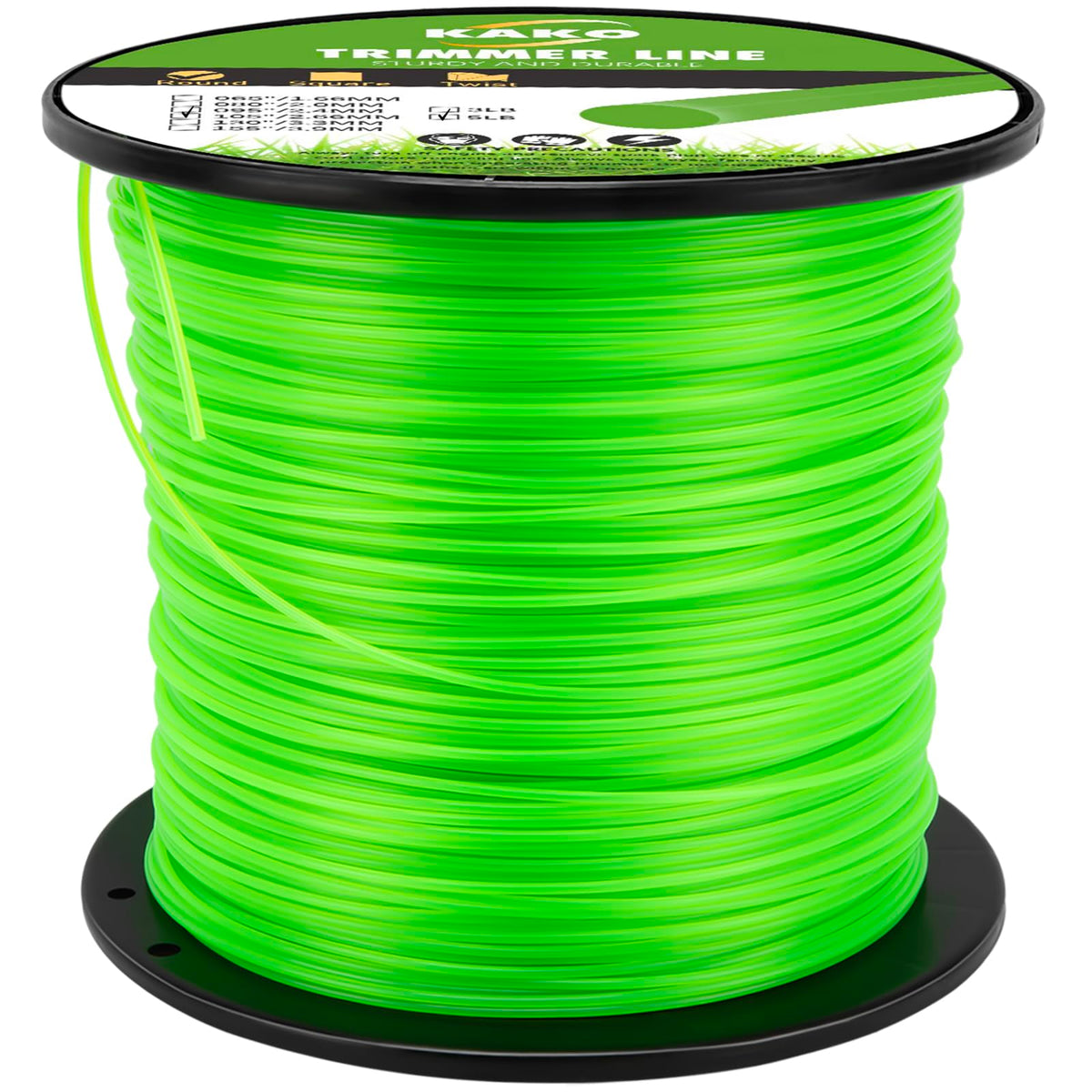KAKO front spool showing full 1038ft capacity and bright green line for easy handling