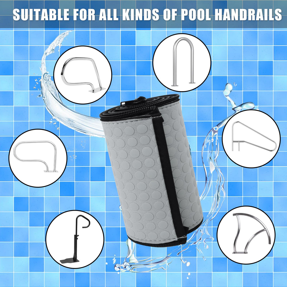 Kakolvan sleeve installed on pool ladder demonstrating safer railing grip