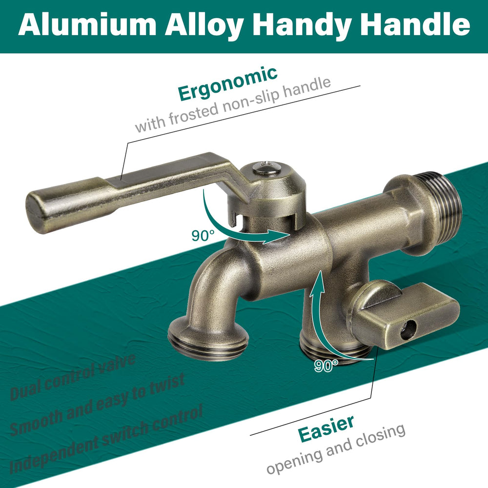 KAKSEY in-use dual hoses connected demonstrating simultaneous watering and multitasking
