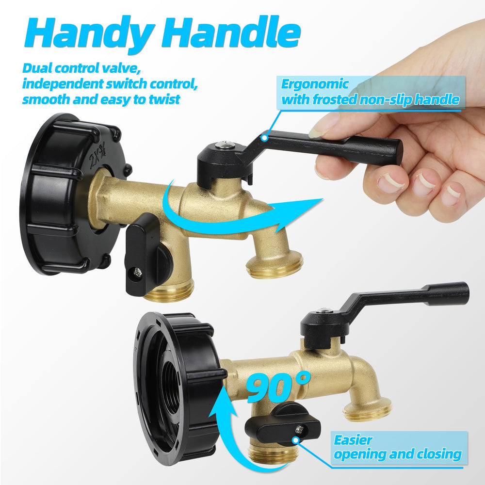 KAKSEY dual outlet connected to two garden hoses for simultaneous use