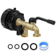 KAKSEY front view of double outlet adapter showing dual valves for easy splitting
