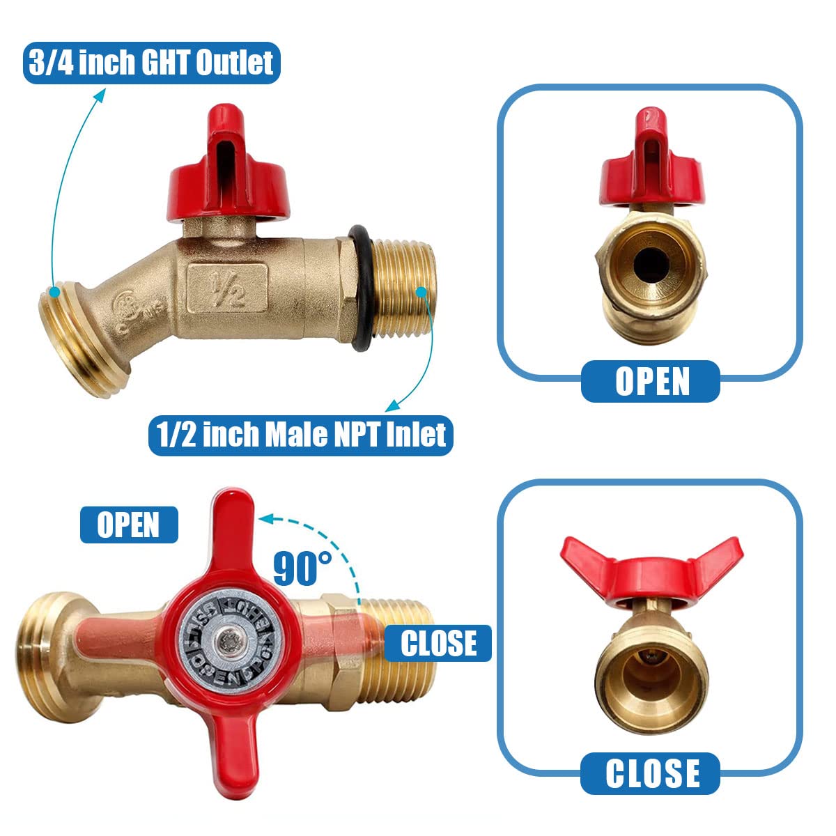 KAKSEY adapter beside garden hose for size comparison and quick hookup benefit