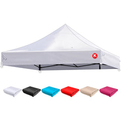 KaKuEike front view of 10x10 replacement top showing clean white canopy, durable protection