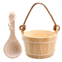 KAKUNM front view of wooden sauna bucket showing classic style and capacity