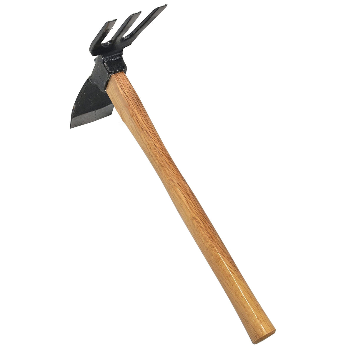 KAKURI front view showing full hoe cultivator and oak handle, durable craftsmanship benefit