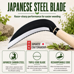KAKURI wooden handle joinery detail showing sturdy grip and improved leverage benefit