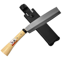 KAKURI leather sheath displayed with belt loop for safe carry and protection
