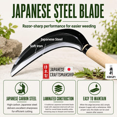 KAKURI natural wood handle detail showing ergonomic grip and comfort benefit