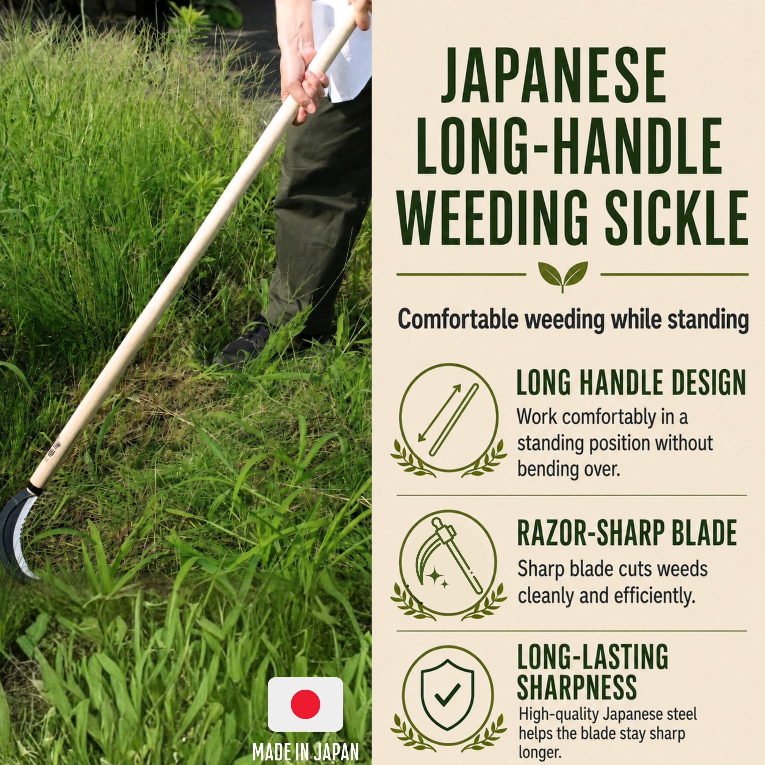 KAKURI close-up of triple-edged carbon steel blade highlighting superior cutting performance