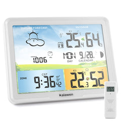 Kalawen front display showing clear weather data and atomic time for quick planning