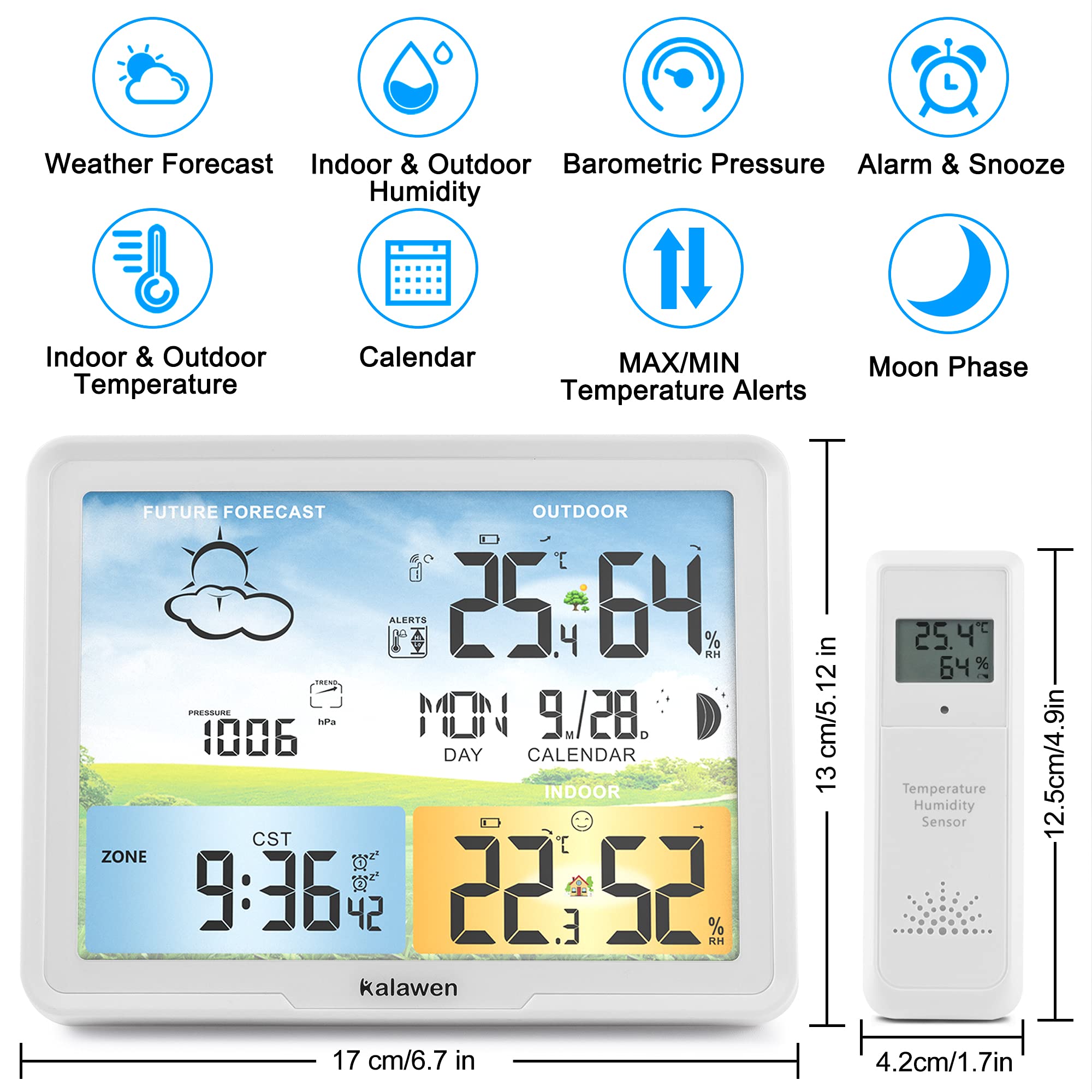 Kalawen outdoor remote sensor close-up showing durable design and accurate readings