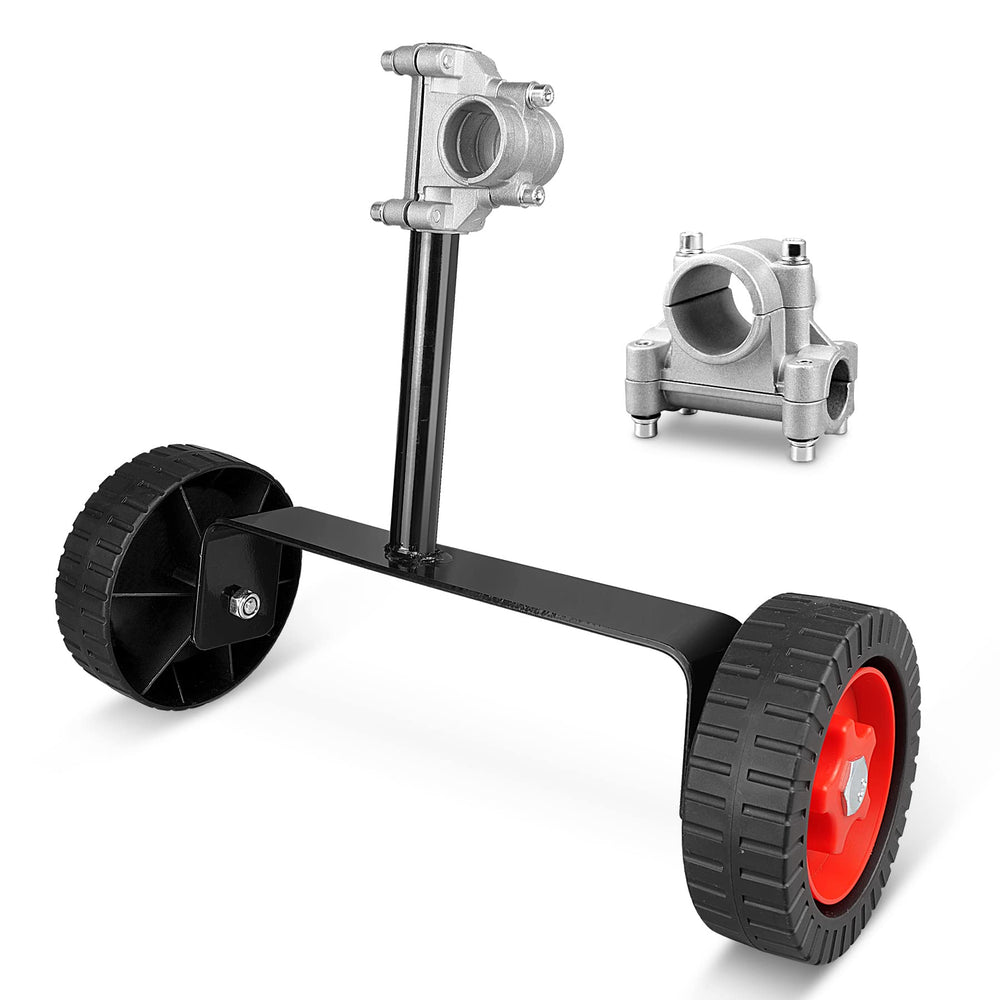 KALAWW support wheel front view showing secure attachment and improved trimming control