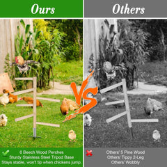 Kalekey perch in a coop with birds using it to improve activity