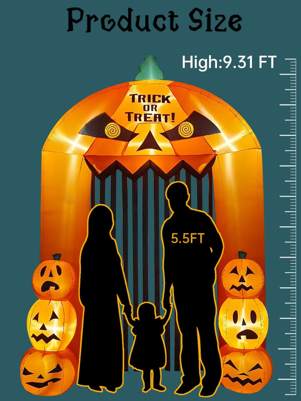 Kalolary close-up of LED-lit pumpkin creating bright nighttime visibility