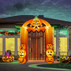 Kalolary front view of pumpkin arch showing festive entrance and curb appeal