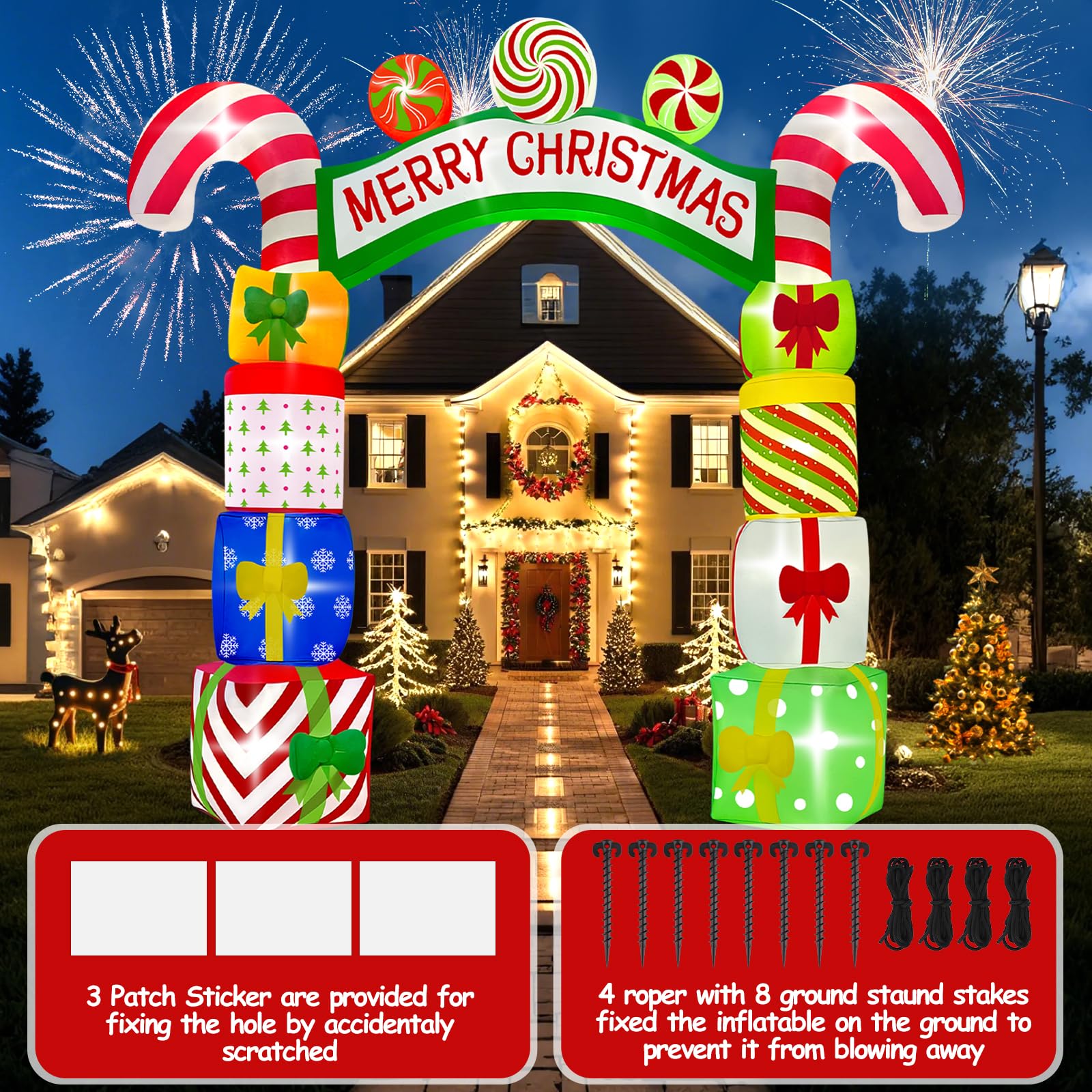 Kalolary inflatable arch in yard lifestyle shot creating welcoming holiday atmosphere