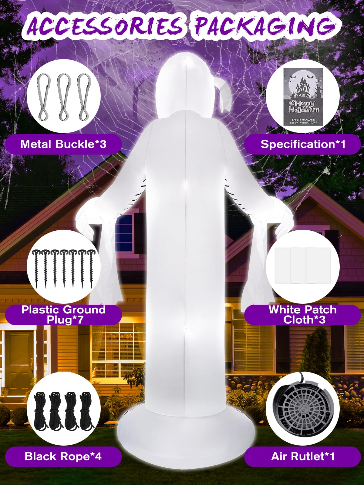 Kalolary 12ft mummy beside a doorway to demonstrate scale and curb appeal