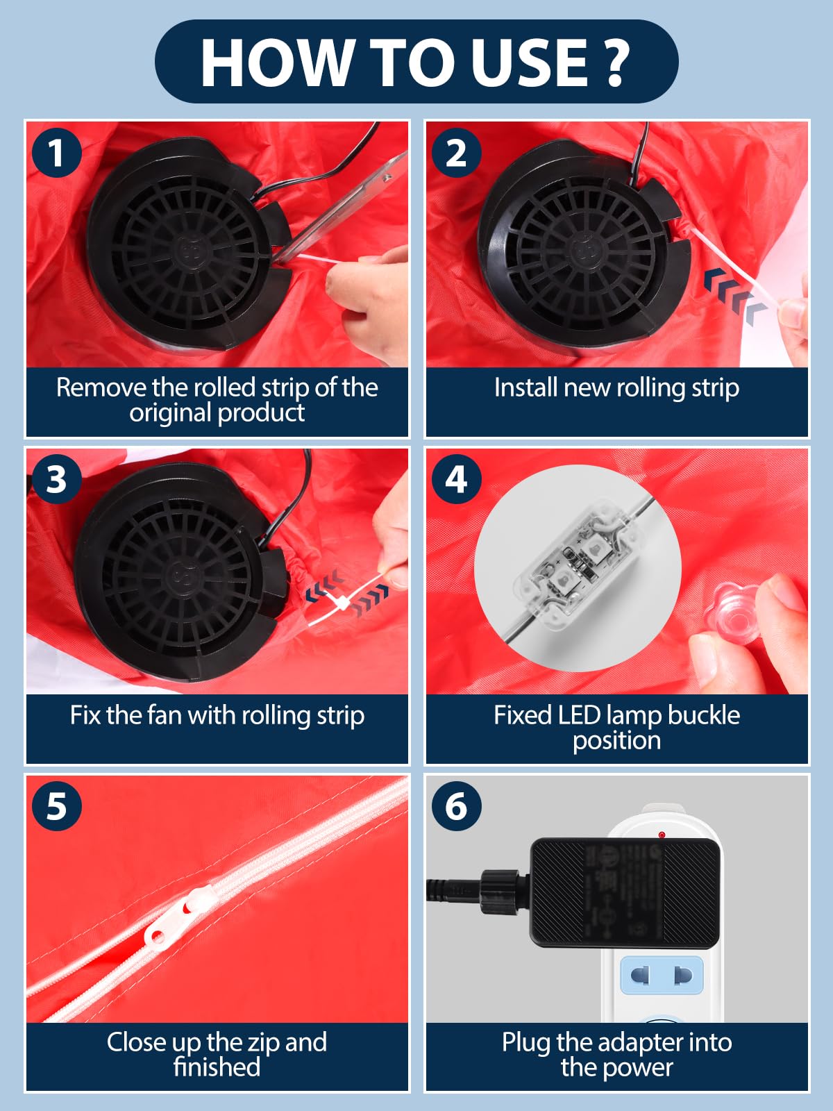 Kalolary packed contents laid out showing fans adapters lights pliers and zip ties