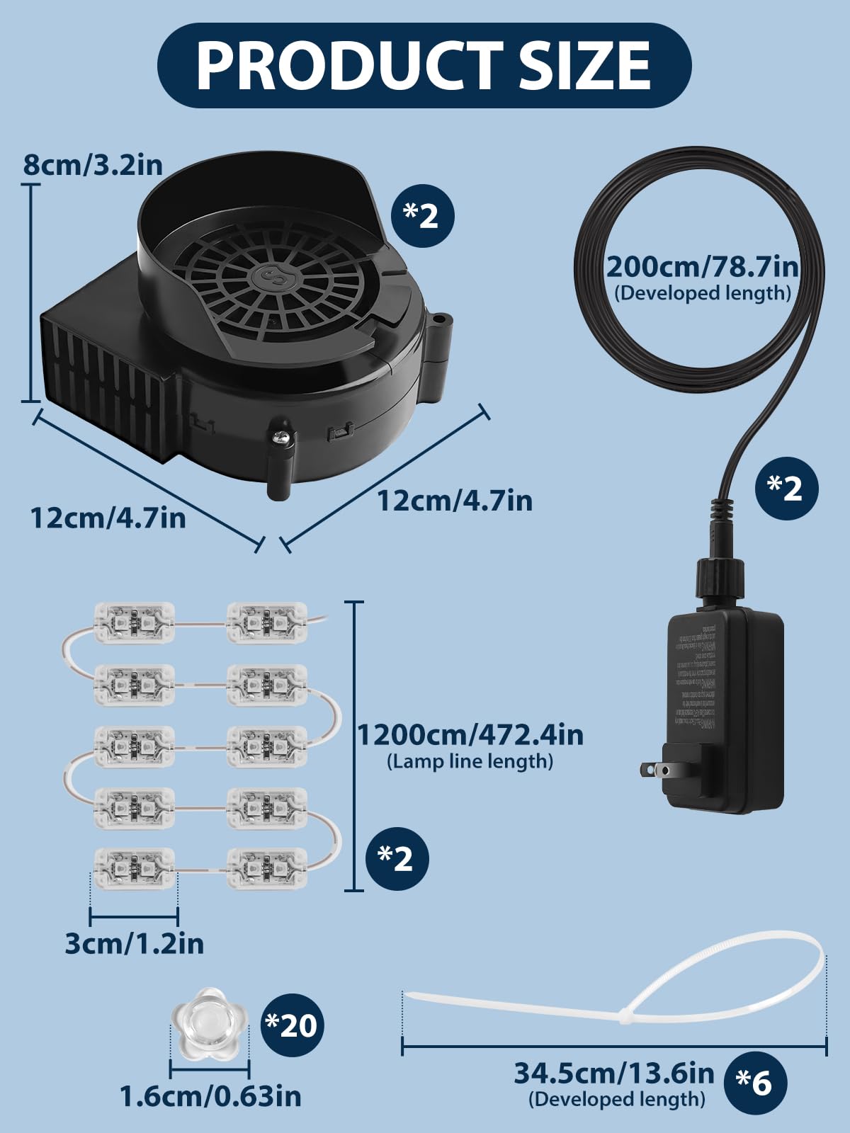 Kalolary scale comparison with hand showing compact blower size and portability benefit