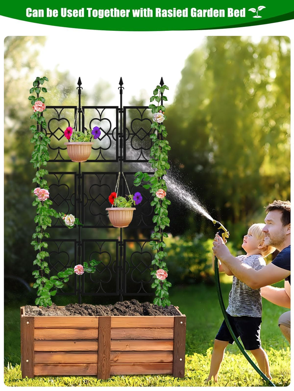 Kalolary trellis next to a hand to show scale and easy setup benefit