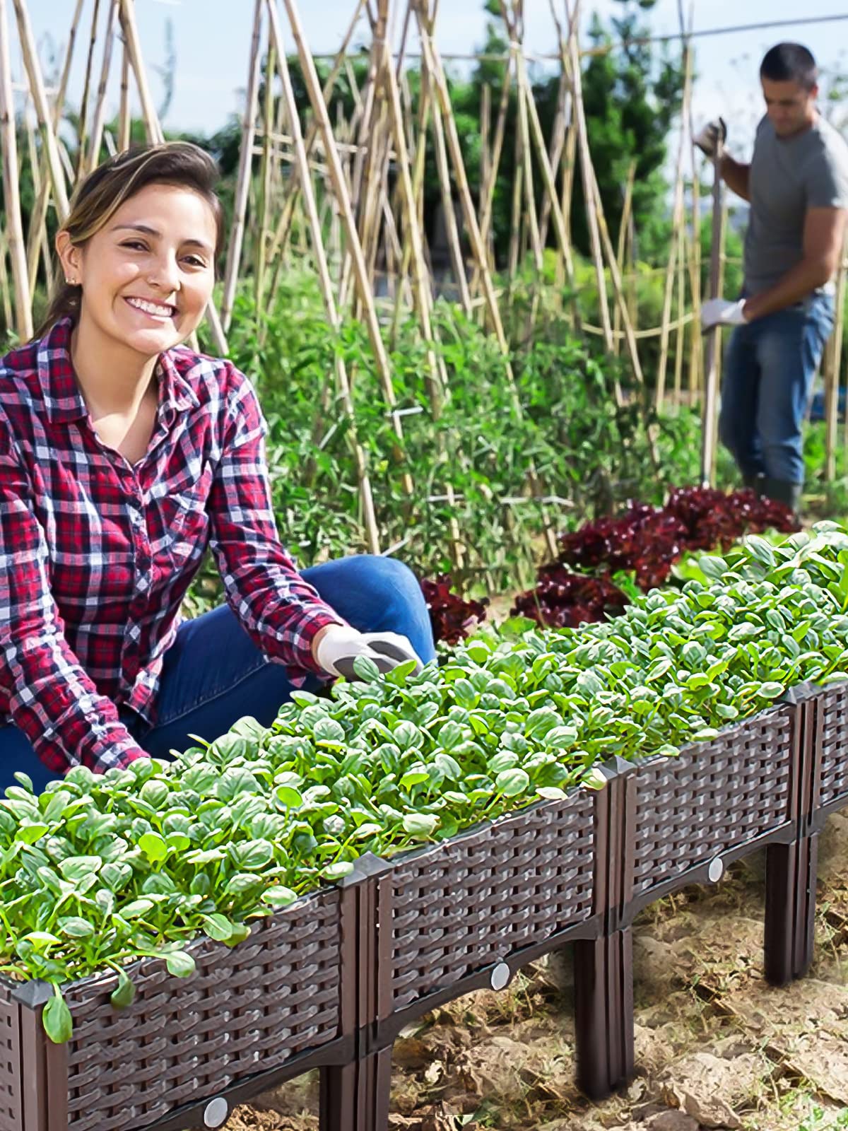 Kalolary raised bed next to chair for scale showing compact footprint