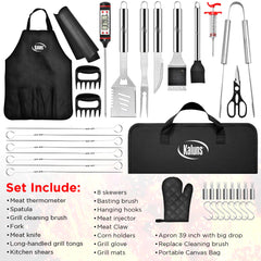 Kaluns grill glove and apron displayed offering protection and convenient pockets
