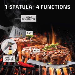 Kaluns spatula and tongs detail demonstrating sturdy grip and precise control