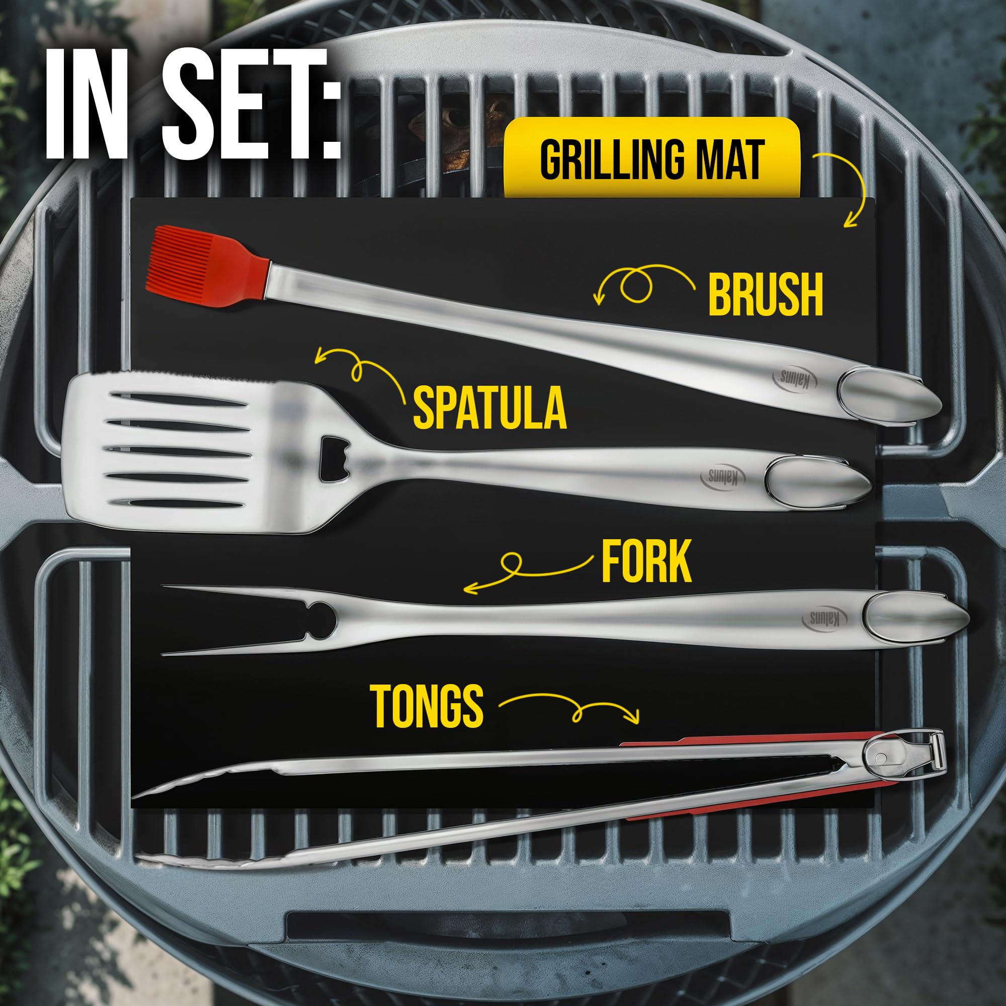 kaluns close-up of spatula serrated edge showing clean cuts and multi-use bottle opener benefit