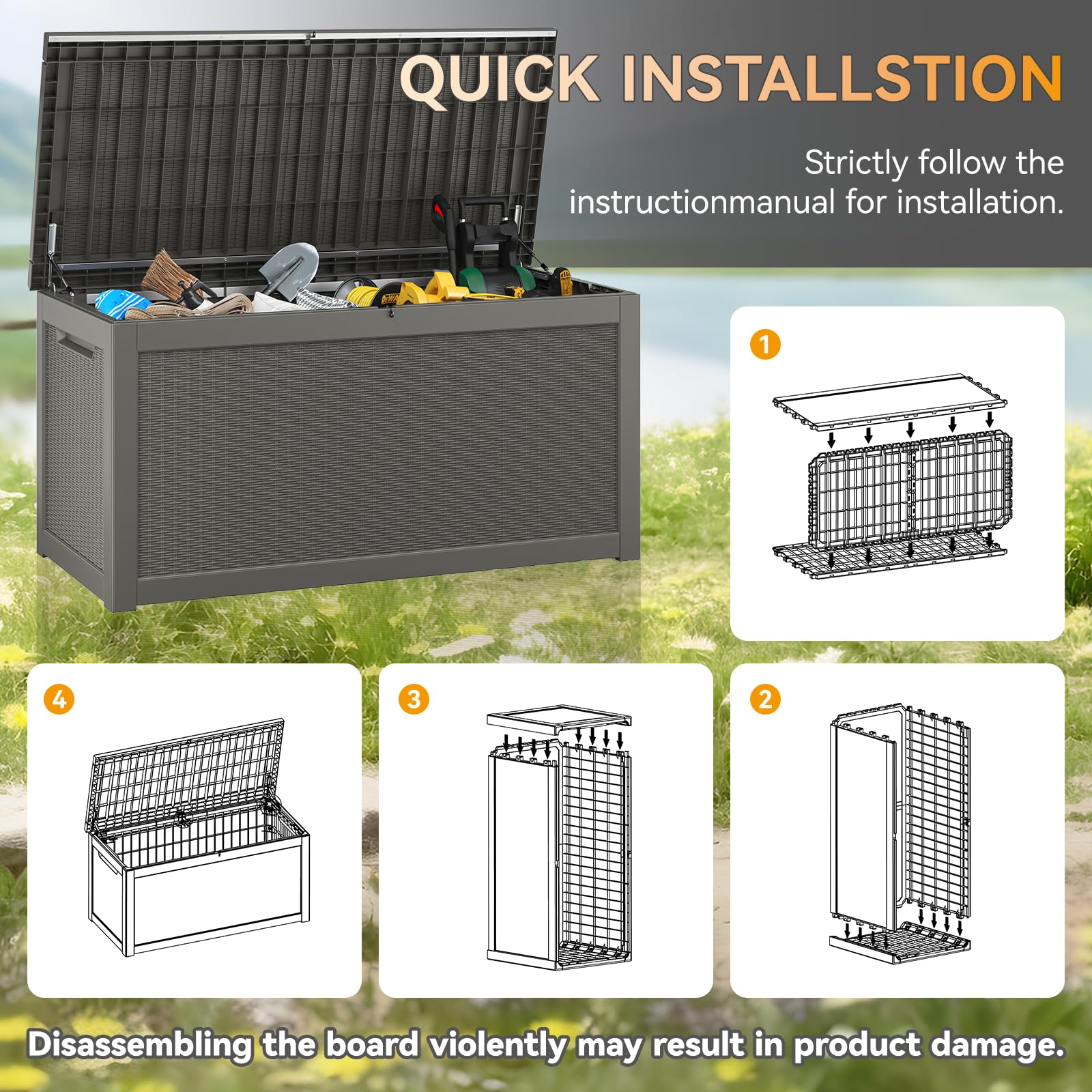KAMABOKO outdoor box shedding rainwater to protect stored belongings