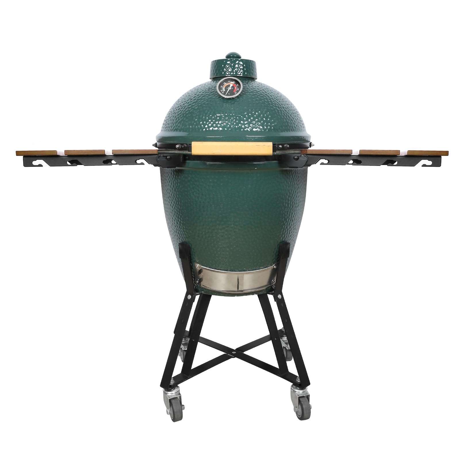kamado factory caster close-up demonstrating smooth rolling and easy maneuvering