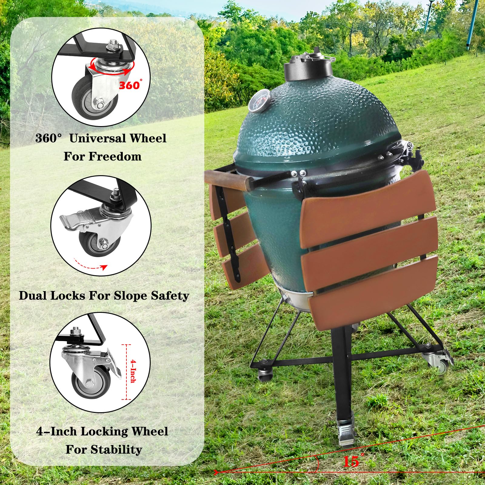 kamado factory side profile with nest showing balanced height and stability