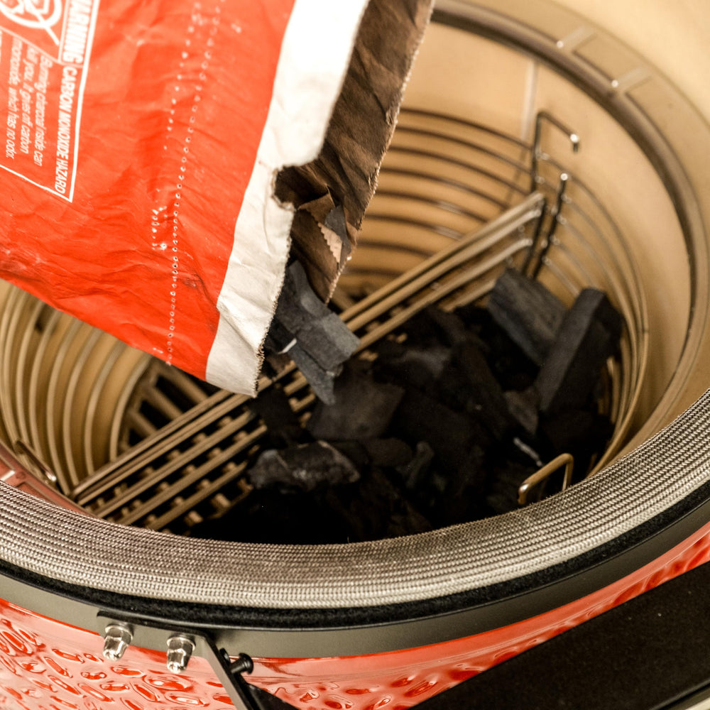 Kamado Joe basket next to ruler for size comparison showing perfect fit benefit