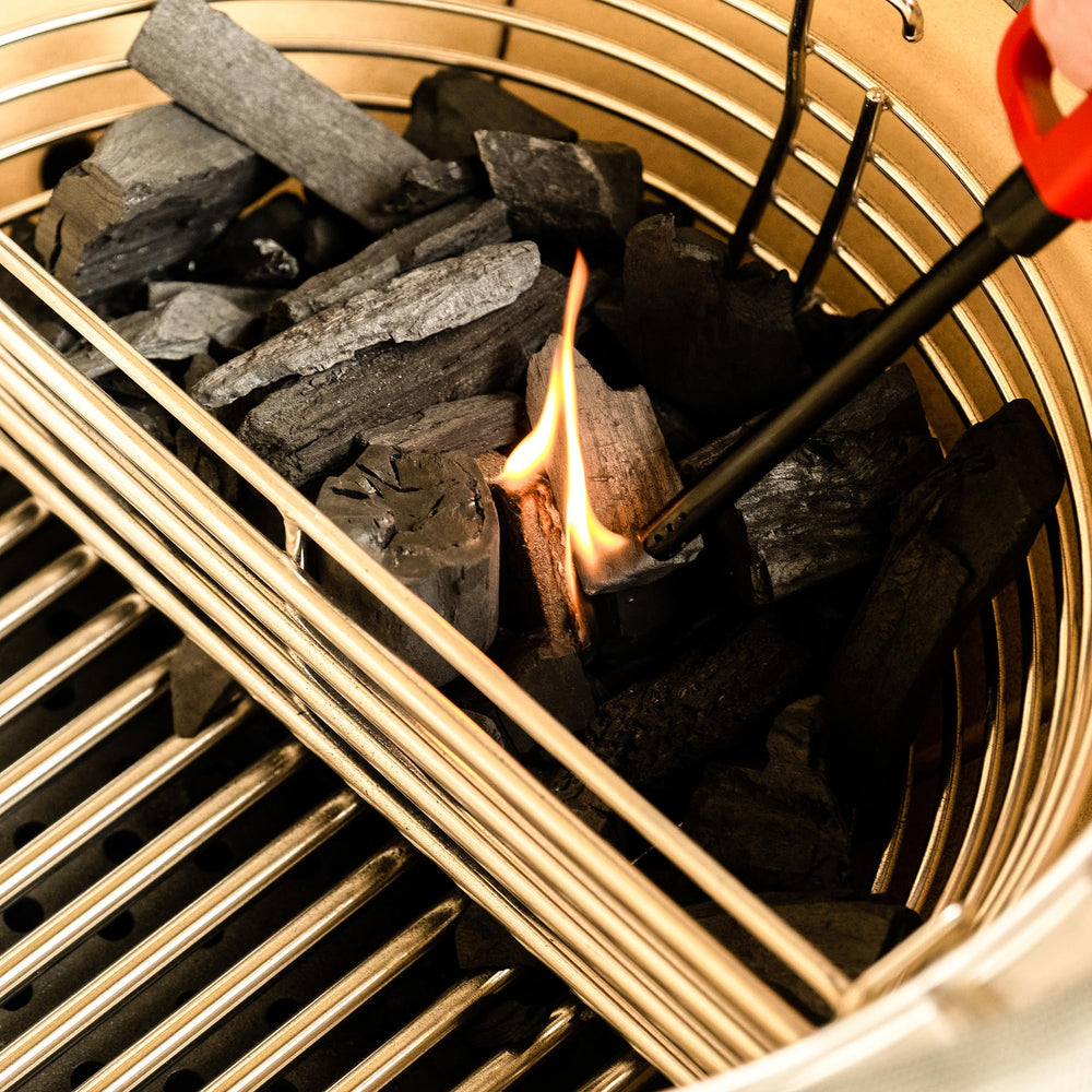 Kamado Joe basket next to ruler showing size and fit for Classic Joe 18-inch convenience