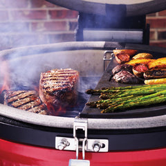 Kamado Joe expander beside ruler for scale showing extra 60 percent cooking surface benefit