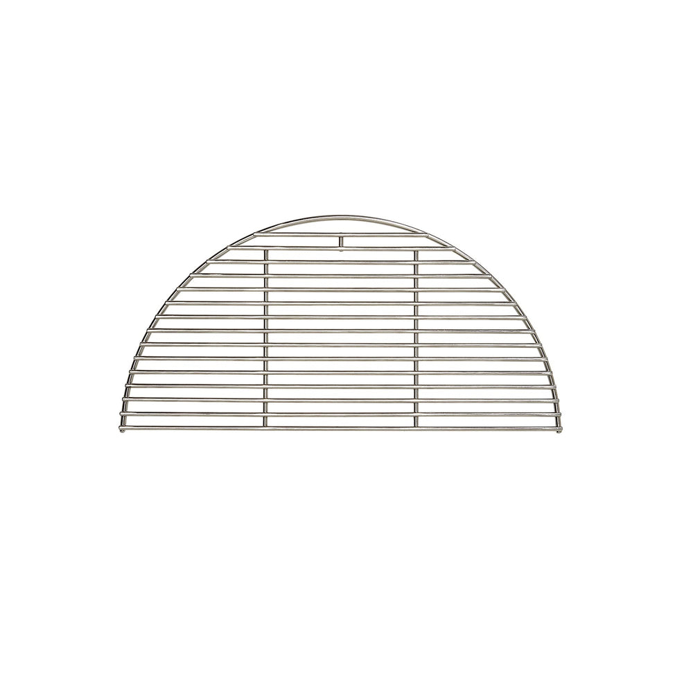 Kamado Joe half grate front view showing durable stainless construction and easy fit