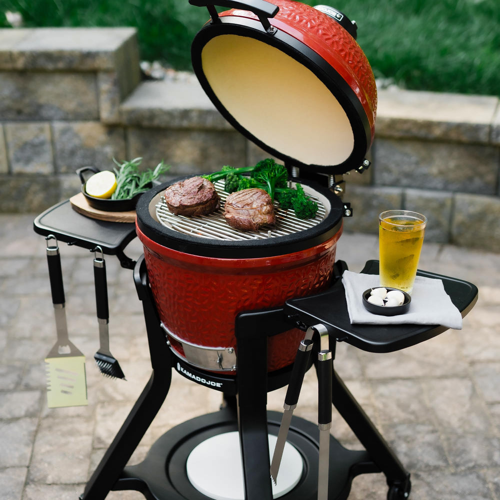 Kamado Joe Joe Jr on cart scale comparison for size and fit