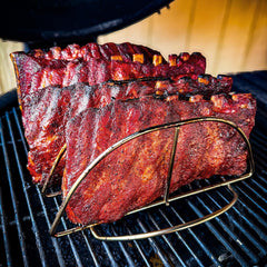 Kamado Joe rib rack close-up of stainless steel finish for durability and easy clean