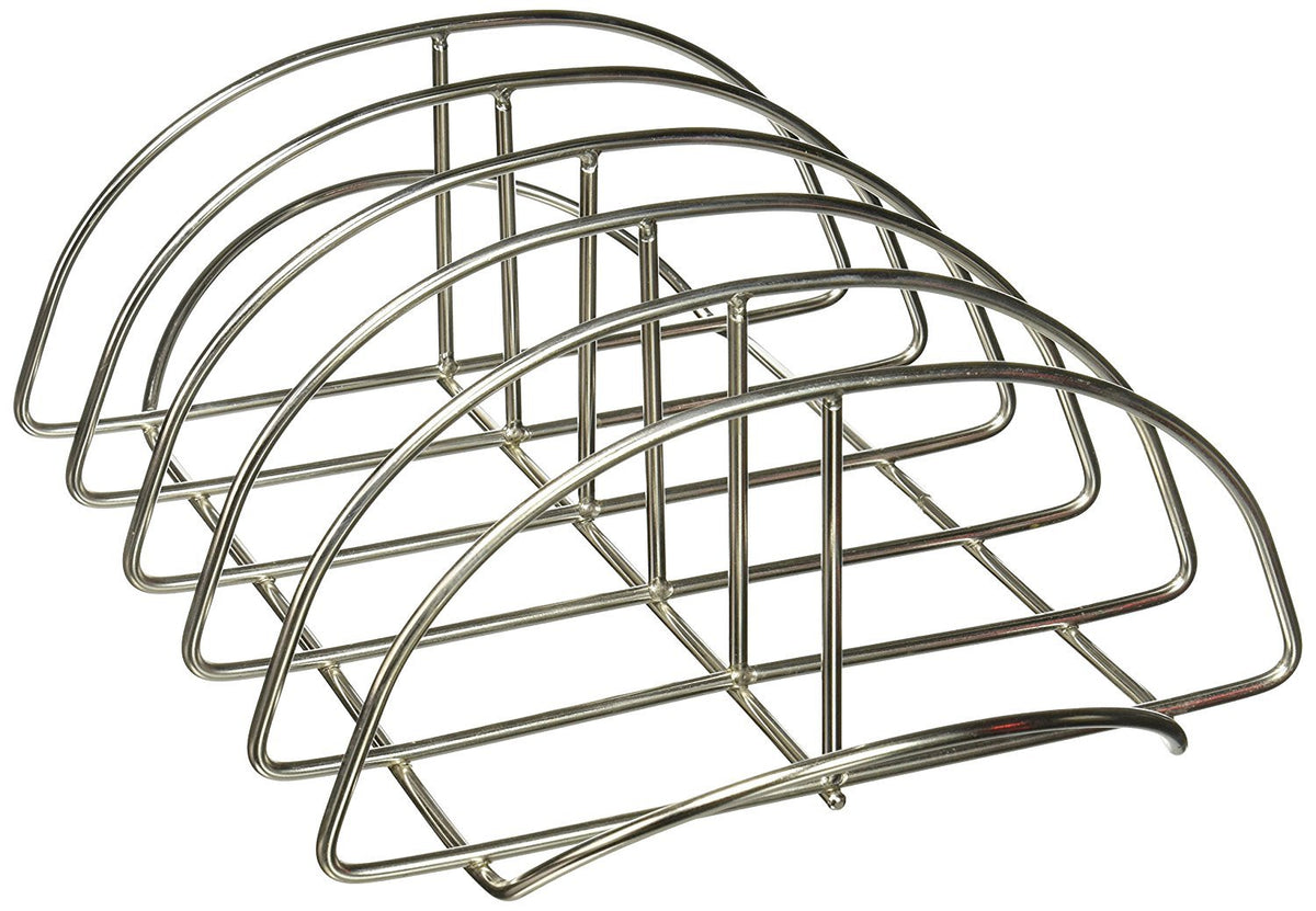 Kamado Joe rib rack front view showing vertical slots and capacity benefit