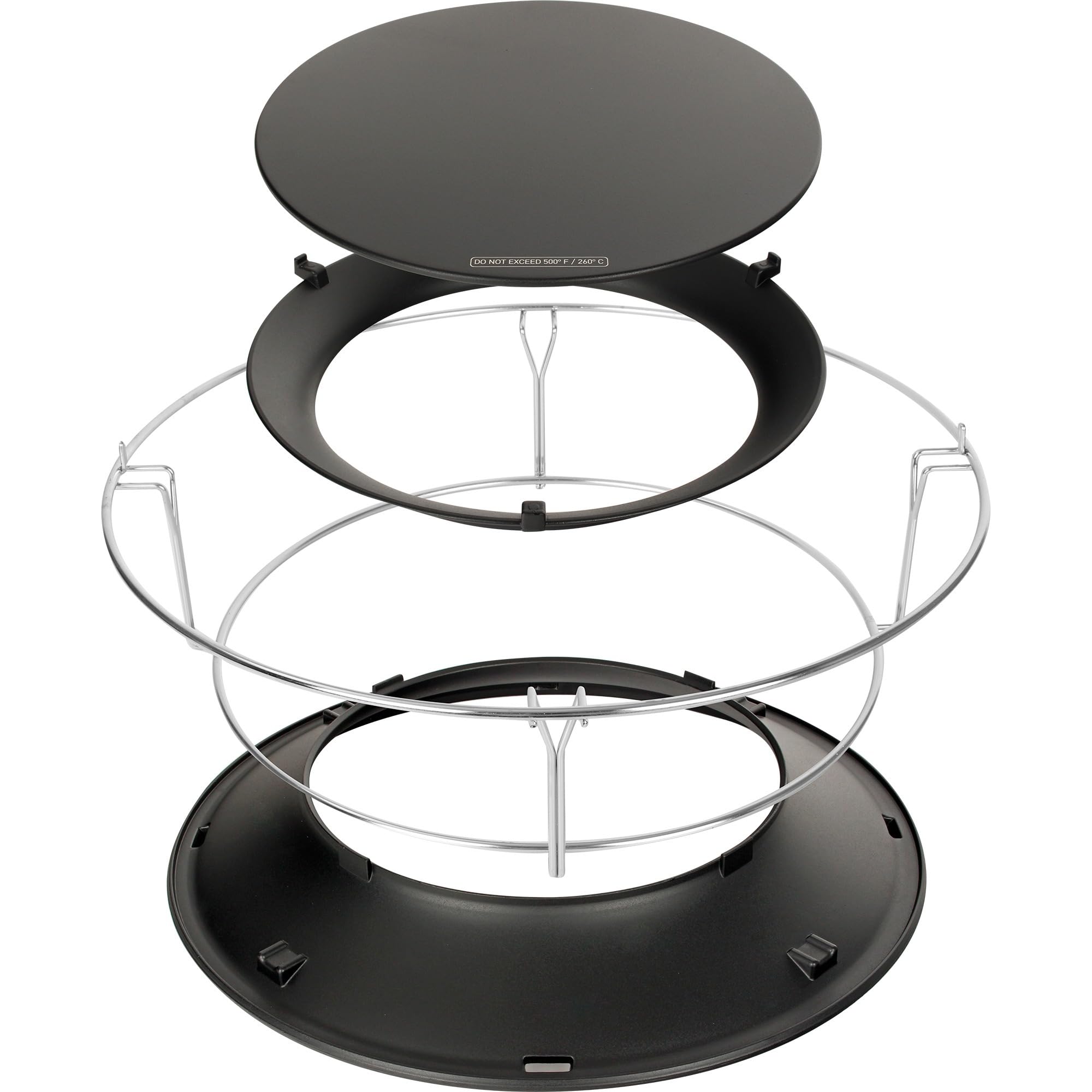 Kamado Joe SlōRoller installed in Classic Joe 18-inch with smoke enveloping food for even flavor