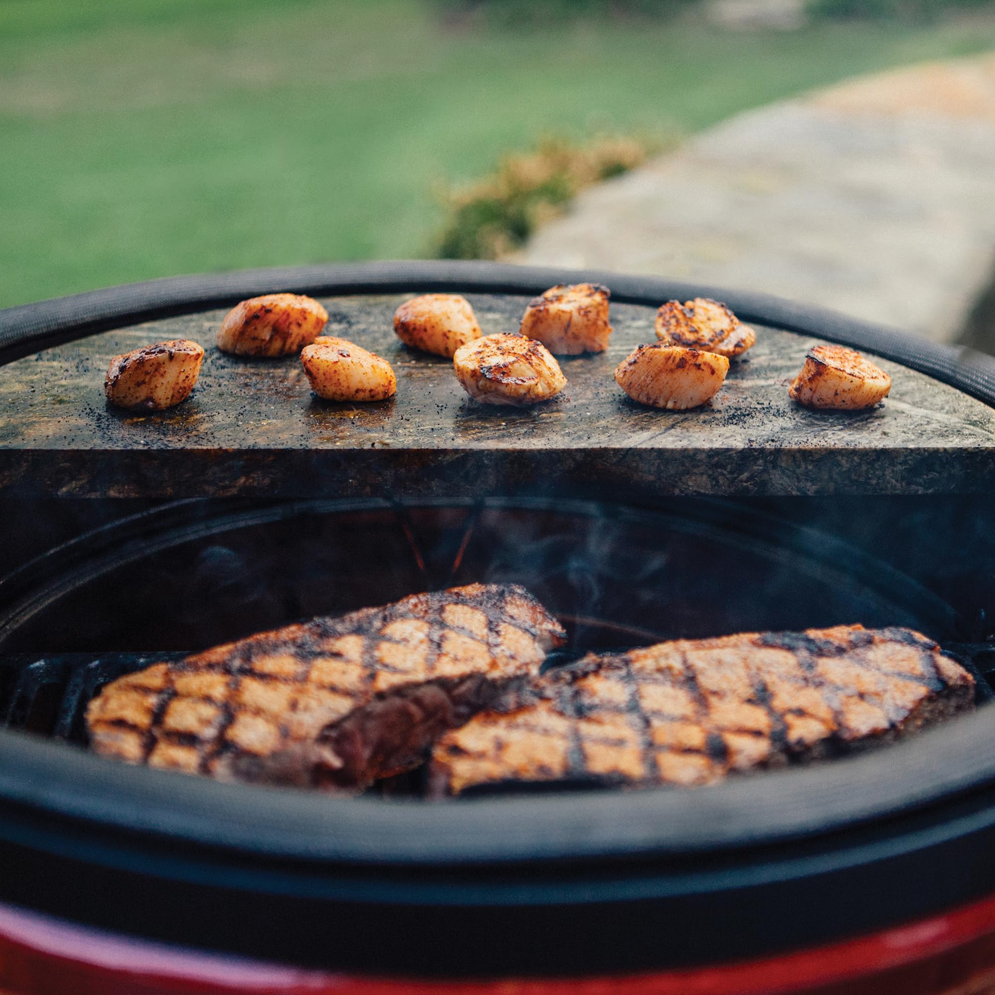 Kamado Joe soapstone grilling delicate fish without sticking and preserving texture