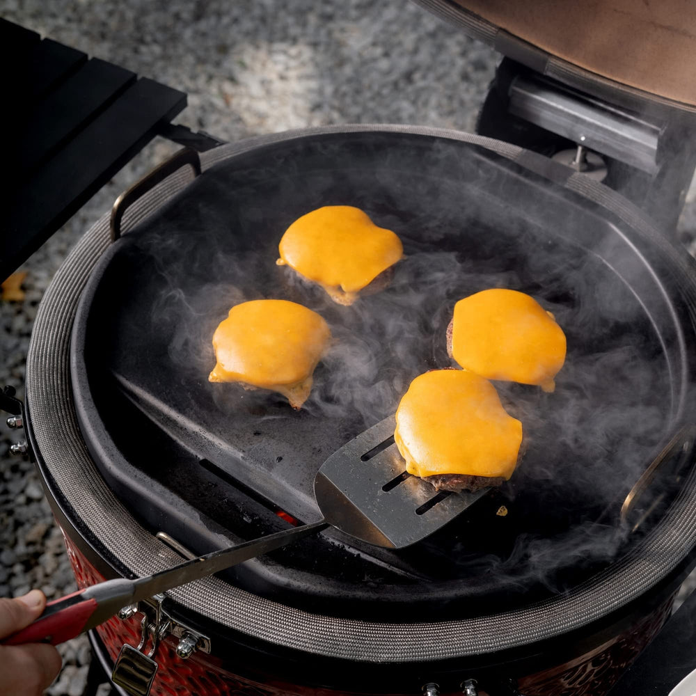 Kamado Joe stainless-steel handles for safe, stable handling