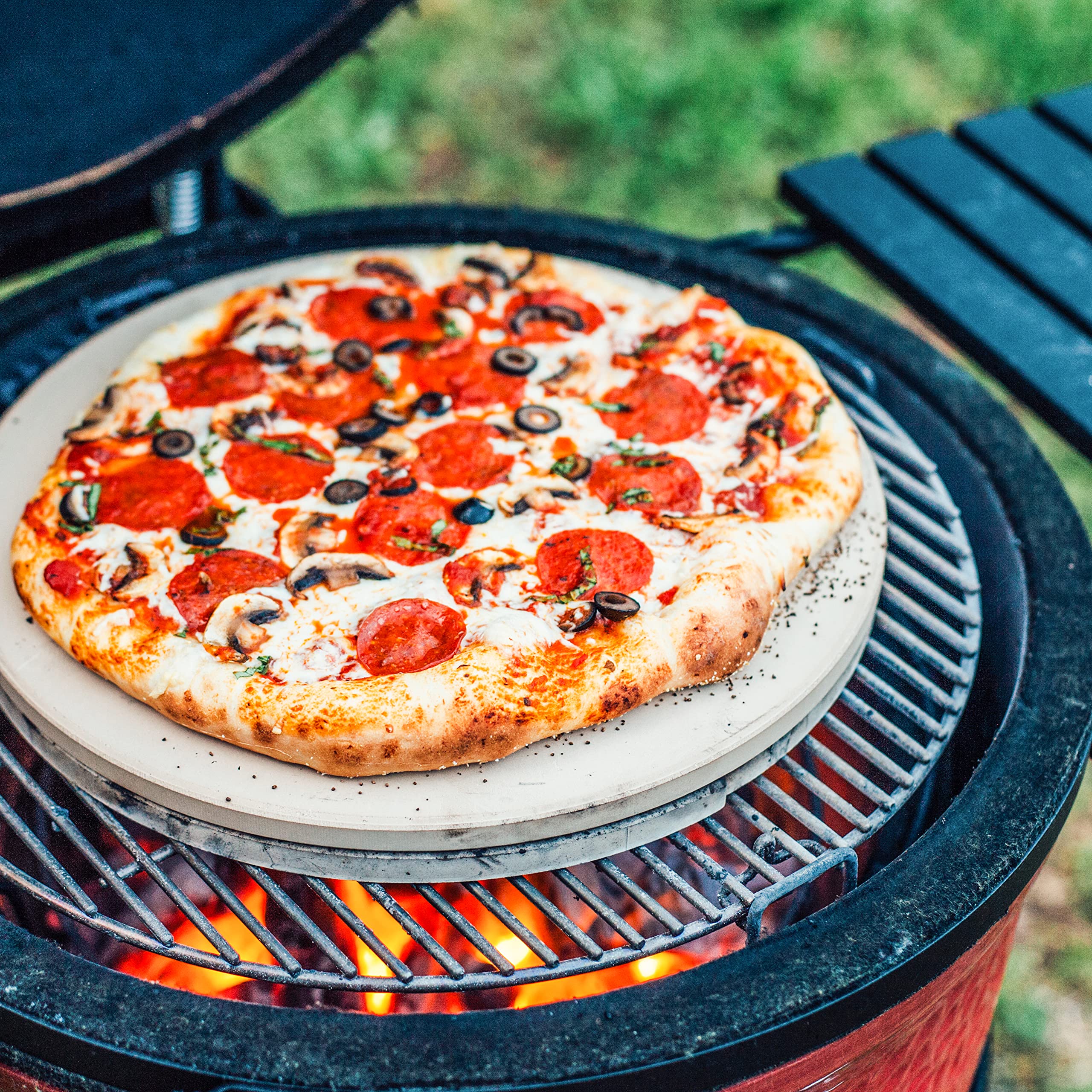 Kamado Joe ceramic surface close-up revealing texture for even heat benefit
