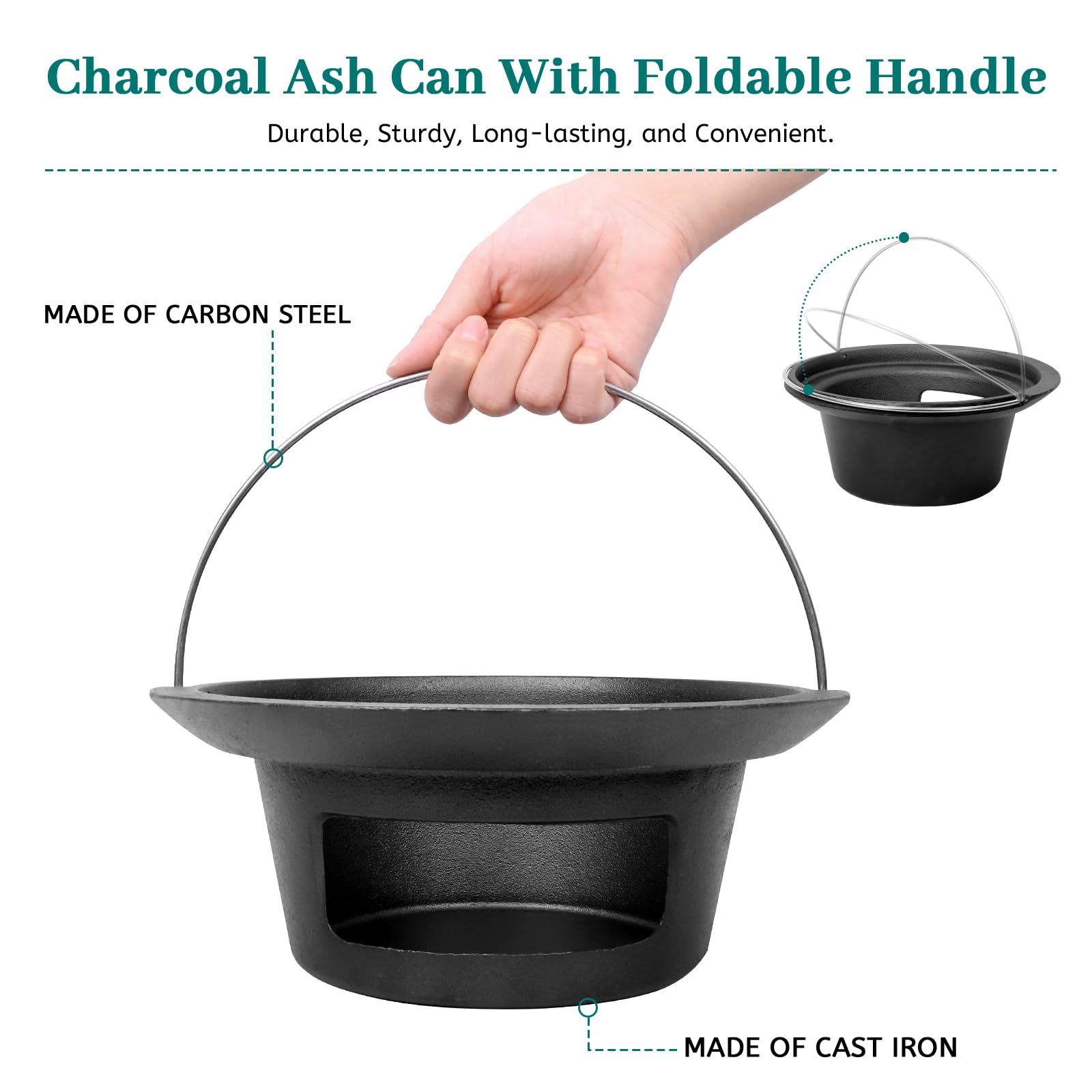 KAMaster ash can close-up of cast iron texture demonstrating durability benefit